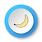 Round button for web icon, banana. Button banner round, badge interface for application illustration