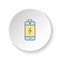 Round button for web icon, battery. Button banner round, badge interface for application illustration