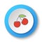 Round button for web icon, berries, cherry. Button banner round, badge interface for application illustration