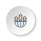 Round button for web icon, building, company, global. Button banner round, badge interface for application illustration