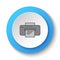 Round button for web icon. Copy, printer. Button banner round, badge interface for application illustration