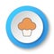 Round button for web icon, cupcake. Button banner round, badge interface for application illustration
