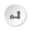 Round button for web icon, cybernetic limb, motion controller. Button banner round, badge interface for application illustration