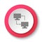 Round button for web icon, Database server land. Button banner round, badge interface for application illustration
