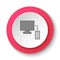Round button for web icon, Database server responsive. Button banner round, badge interface for application illustration