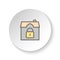 Round button for web icon, house, luck, security. Button banner round, badge interface for application illustration