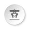 Round button for web icon, industrial robot, loading arm. Button banner round, badge interface for application illustration