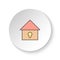 Round button for web icon, Locked house. Button banner round, badge interface for application illustration