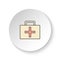 Round button for web icon, Medic suitcase. Button banner round, badge interface for application illustration