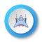 Round button for web icon. Rocked ship, spacecraft, retro. Button banner round, badge interface for application illustration