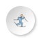 Round button for web icon, Skier skiing. Button banner round, badge interface for application illustration