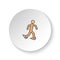 Round button for web icon, Walking with snowshoes. Button banner round, badge interface for application illustration