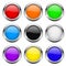 Round buttons. Glass colored icons with chrome frame
