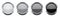 Round buttons. Gray glass 3d icons with metal frame