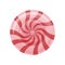 Round candy. Bright red and pink spiral candy. The sweetness of dragees. Colored sweet caramel in cartoon style. Vector
