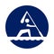 Round Canoe Sprint pictogram, new sport icon in blue circle