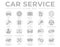 Round Car Service Icons Set with Battery, Oil, Gear Shifter, Filter, Polishing, Key, Steering Wheel, Diagnostic, Wash, Mirror,