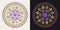 Round carnival Mardi Gras pattern. Fleur de lis symbol, streamer, ribbons, beads