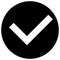 Round checkmark icon in black. Vector.