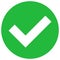 Round checkmark icon in green.-