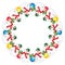 Round Christmas garland with happy snowman