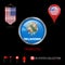 Round Chrome Vector Badge with Oklahoma US State Flag. Pennant Flag of USA. Map Pointer - USA. Map Navigation Icons
