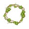 Round and circle frame of vines and leaves with lianas, concept of jungle and rainforest.