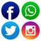 Round circled colored social media logos