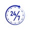 Round the clock, 24/7 service icon, monochrome style. Vector illustration
