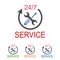 Round the clock support service. Logo service