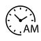 Round clock, white transparent clock face circle arrow icon, time to noon AM - Vector