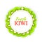 Round colored frame composed of delicious kiwi fruit. Vector card illustration.