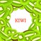 Round colored frame composed of delicious kiwi fruit. Vector card illustration. Circle kiwifruit . Ripe fresh kiwis