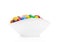 Round colorful coated sweet candies in white bowl