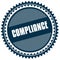 Round COMPLIANCE blue sticker.