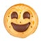 Round cookie with smile isolated