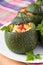 Round courgette stuffed rice and vegetables