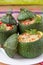 Round courgette stuffed rice and vegetables