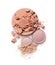 Round crashed beige face powder and nude color eyeshadow for makeup as sample of cosmetics product