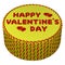 Round cream cake with words Happy valentine\'s day. 3D rendering.