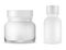 Round cream jar. Face skin care bottle. Serum