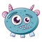 Round cute monster icon, cartoon style