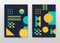 Round cyan, yellow geometric shape design for annual report, brochure, flyer, poster. Geometric background vector illustration for