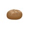Round dark rye healthy cereal bread, flat vector illustration isolated.