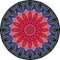 Round decorative plate with a flower - mandala with center in crimson and edge in blue colors