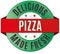 Round delicious pizza badge