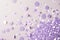 Round different sizes lilac and violet confetti background, AI