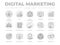 Round Digital Marketing Icon Set. SEO, Email Marketing, Web Design, Analytics, Audience, Customers, Testimonials, Attract, Social
