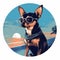 Round Dog With Sunglasses: A Tonalism-inspired Chihuahua At Malibu Beach