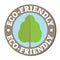 Round eco-friendly sticker or label with tree symbol and text